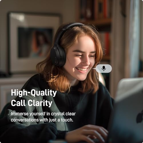 Image of HROEENOI JZ02 Noise Cancelling Headphones,Upgraded Bluetooth 5.3, Wireless Over Ear Headphones, Lightweight and Portable, 60H Playtime, Memory Foam Protein Leather Earmuffs, for Workout, Home