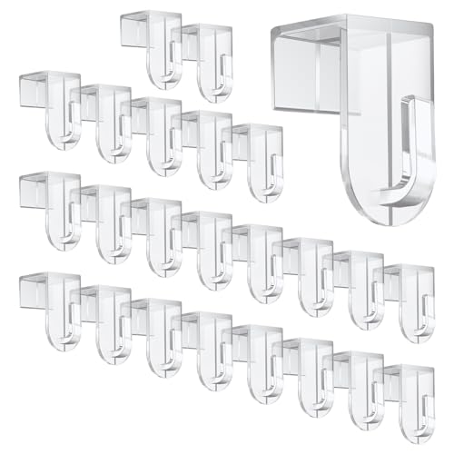 AMFUN Fensterhaken, 24 Stück Fenster Aufhänger, Transparente Türhaken Für Fenster bis maximal 17 mm Falzmaß geeignet, Fensterhaken zum Einhängen für Fensterdeko,35x17 mm