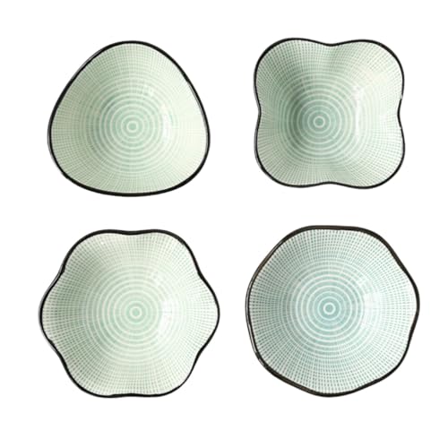 AOBOPO 小鉢 豆皿 4 枚セット 和食器 小皿セット 醤油皿 取り皿 スモールボウル 陶器 耐熱 易洗浄 食卓装飾 贈り物適合 和風デザイン キッチン用品 揚げ物皿 調味皿 間食皿 漬物皿 角皿 タレ皿 定食皿 おしゃれ小付け プレート ミニグラタン