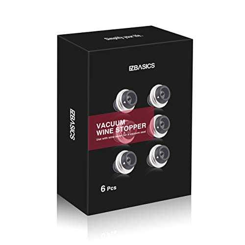 EZBASICS Wine Saver Vacuum Stoppers Set of 6, Black - Thumbnail 4
