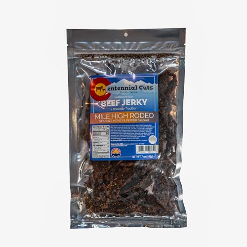 Image of Centennial Cuts Beef Jerky - Mile High Rodeo - High Protein, Sea Salt, Honey & Pepper Flavor - 7 oz Snack