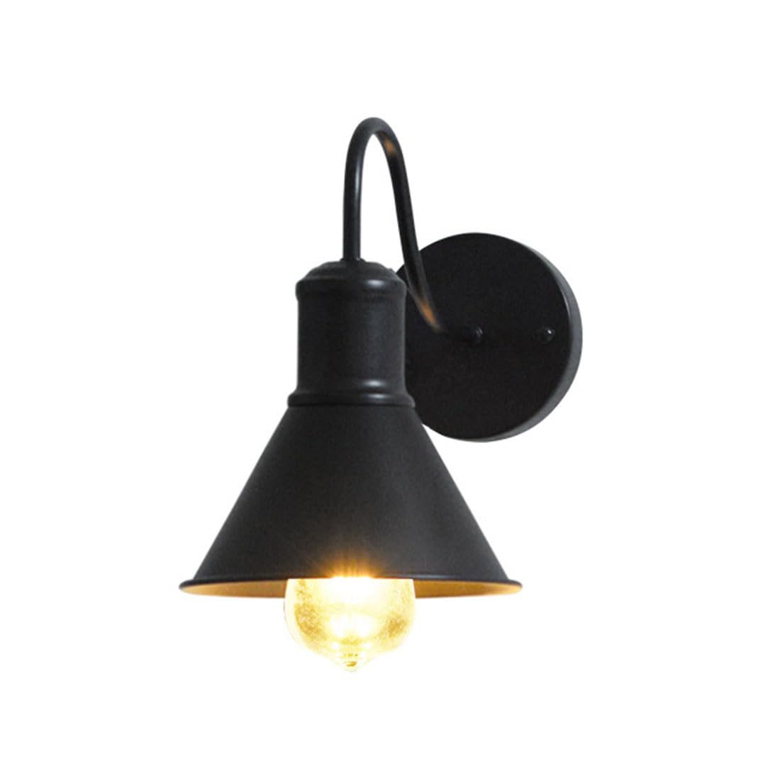 HUAYUSEDF Outdoor Wall Light Weatherproof IP44 Iron Porch Light Fixture E27 Socket Vintage Outside Wall Lamp for Front Door Entryway Doorway Garden Patio (Black)