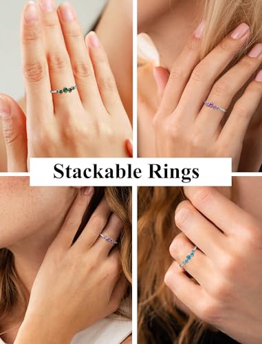 Eternity Ring for Women Sterling Silver Halo Stacking Band Birthstone Jewelry Size 5-103