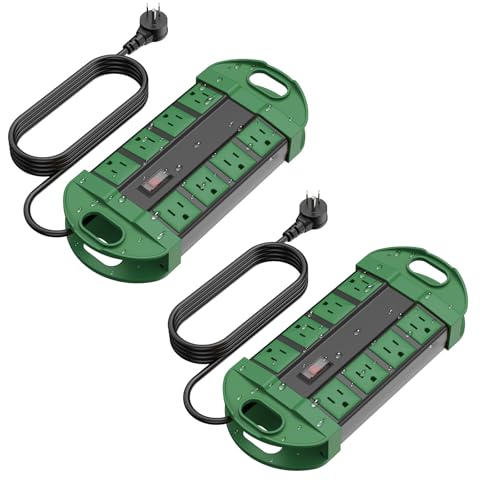 CCCEI 2 Outdoor Power Strips Weatherproof with 8 Plug, Waterproof Extension Cord with Multiple...