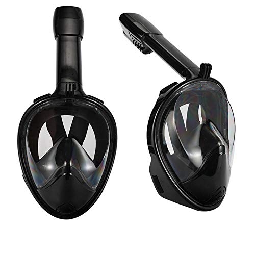 FLHLH máscara de decatlón bajo el Agua,Máscara de Buceo Anti-vaho de Silicona Completamente Seca, Impermeable, con Lentes de cámara HD, Negro_S / M