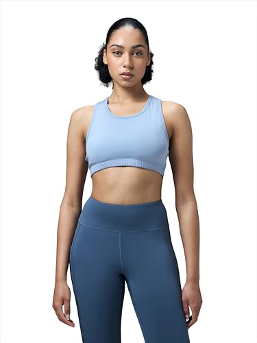 Image of TECHNOSPORT Women's Solid Slim Fit Scoop Neck Sports Bra ELASTOPLUS 4-Way Stretch Sleeveless Polyester Quick Dry UPF50+ for Gym Yoga Running