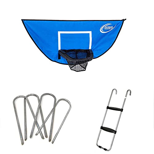 Skywalker Trampolines Accessory Kit with Basketball Game, Windstakes & Wide Step Ladder