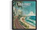 Gold Coast Australia Landscape Poster Art Print, Retro Vintage Wall Art Nature Landscape Painting Decor Gallery 23 (Gold Coast Australia, 11 x 14 inches, Unframed)