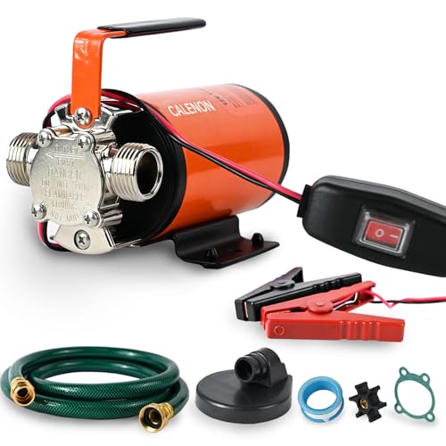 12V Water Transfer Pump 330 GPH Portable DC Utility Pump with 6ft Suction Hose Battery Powered Pump for Garden Rain Barrel RV Tank Boat & Emergency Draining