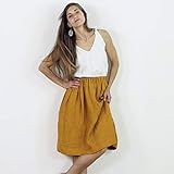 100% Linen Skirt with pockets, Aline washed linen skirt, Casual summer linen skirt with deep pockets, Midi soft, loose linen skirt
