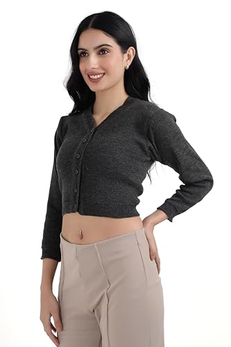 Image of Women Winter Wear V-Neck Full Sleeves Regular Fit Woollen Blouse