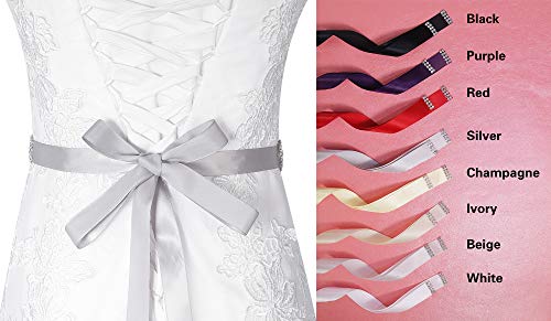 Lovful Bridal Crystal Rhinestone Belts Women Wedding Dress Sash Belt,Silver