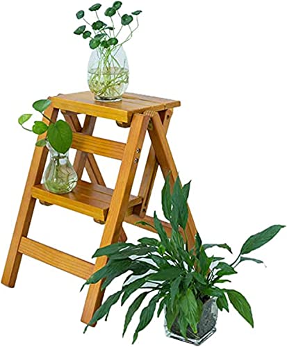 Taburete plegable multifunción de madera con 2 escalones portátiles 2