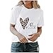 Valentinstag Pullover Damen Herzdruck Sommer Oberteile Langarm Rundhals Oberteile Slim Fit Sweatshirt T-Shirt Mode Tops O-Ausschnitt Kurzarm Pullover Casual Solid Color T-Shirt Bluse 2022