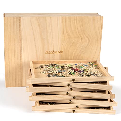 Becko US Wooden Jigsaw Puzzle Sorting Trays - Set of 8, 10.55 x 7.36 Inches Each, Up to 1500 Pieces