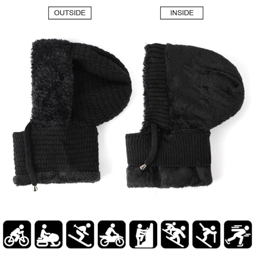 TAGVO Winter Warm Sturmhaube Damen Winddicht Balaclava Mütze Skimaske 3 in 1 Thermo-Fleece-Haube Schal Gesichtsschutz für Outdoor Radfahren, Snowboarden, Skifahren, Motorradfahren