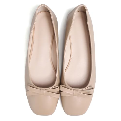 Image of Dear Time Women's Casual Foldable Ballet Flats Square Toe Ballerina Flats Shoes Comfortable