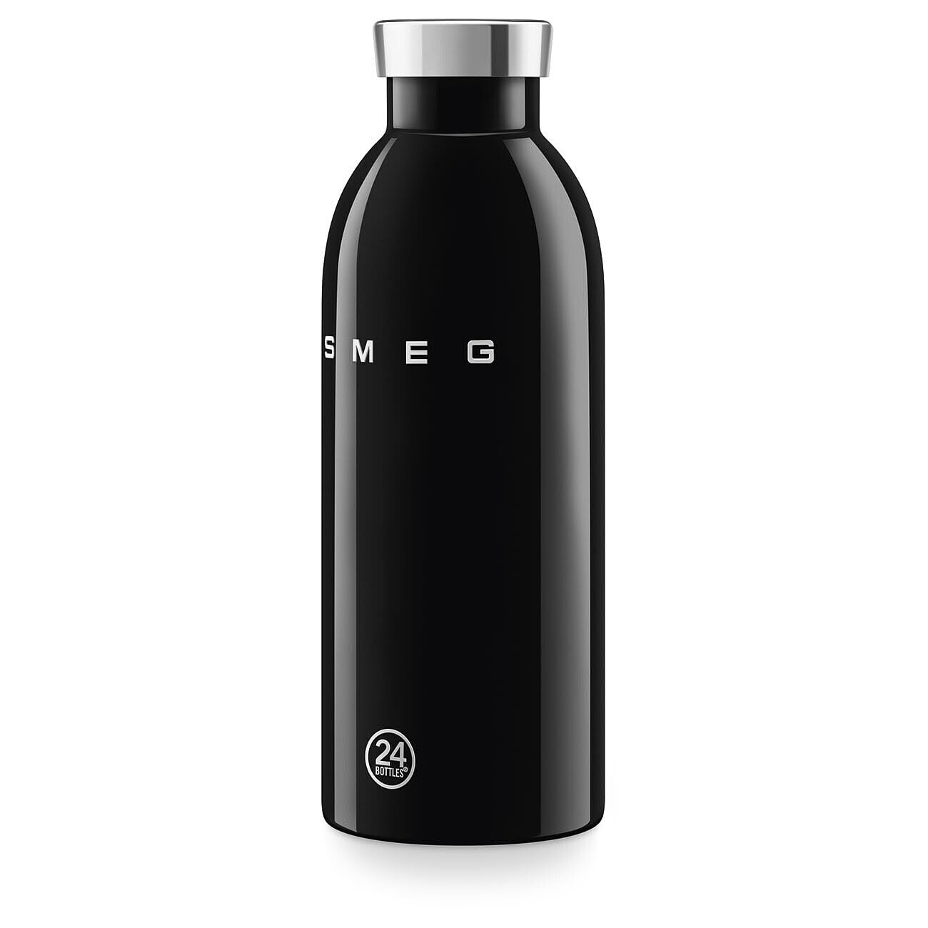 Smeg x 24Bottles Clima Bottle, 500 ml Isolierte Edelstahl Trinkflasche WBF01BL, Doppelwandige Isolierung und Luftdichter Verschluss, 24h Kalt & 12h Heiß, Schwarz