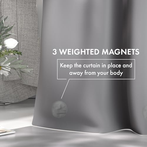 Image of AmazerBath Shower Curtain Liner, 72x78 Grey Shower Curtain Liner, Cute Plastic Shower Curtain Liners, Lightweight Waterproof PEVA Gray Shower Curtains for Bathroom with Magnets and 12 Grommet Holes