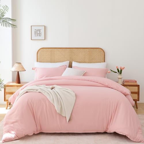 Whitney Home Textile Rose Pink Duvet Cover Set Twin Size - 2 Piece Luxury Soft Cooling Duvet Cover...