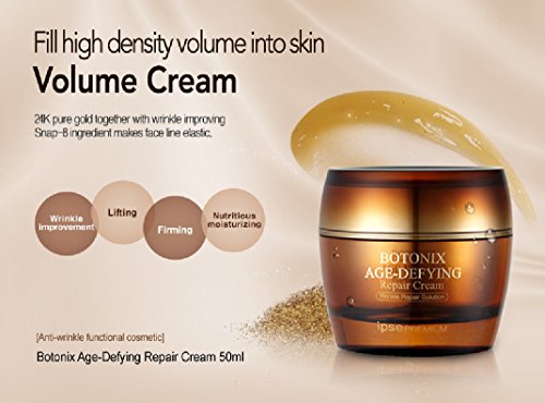 Korean Natural BOTONIX Age Defying Cream 24K Gold and 8 Peptides Botox Like Effect Lifting and Firming Skin Regenerating Collagen – 50 ml/1.7 oz. Bundle with 1 Mud Mask - 30 gm Randomly Picked Flavor