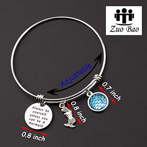 Zuo Bao Inspirational Gift Mermaid Scales Charm Bracelet Sea Mermaid Quote Always Be Yourself Unless You Can Be A Mermaid Bracelet Bangle2
