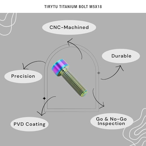 Image of Titanium Bolts M5x18, Rainbow, 6PC | Lightweight Hex Socket Screws, MTB /Road Bike /Motorcycle, Corrosion Resistant, Marine Grade Fasteners