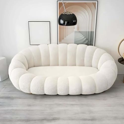 Image of CRAFTCITY Pumpkin Style Wooden Sofa, Contemporary Modern & Cozy Accent Chair for Living Room (Beige 2 Seater Sofa)