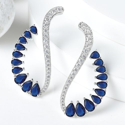 Image of Karatcart Silver Tone Green American Diamond Drop Earrings for Women