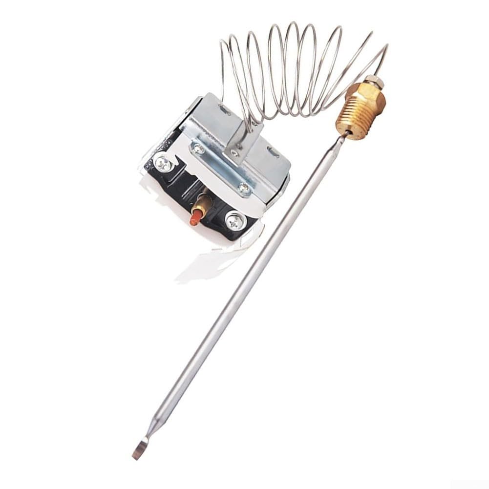 QOXEZY PP10084 Termostato de límite de alta temperatura, seguridad con límite de 232.2 °C 230 °C, para freidoras Pitco, interfaz MPT roscada, para E500D, plateado (4)