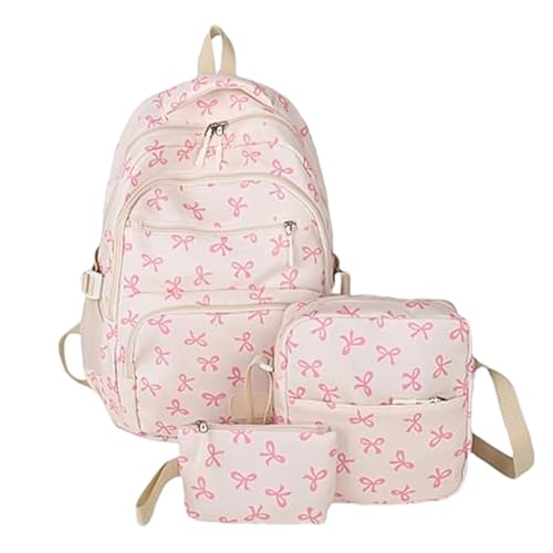 Dreamy Bow Backpack for Girls with Meal-Ready Pockets, Coquette Bow Backpack - Cute Comfy Everyday Essential Set (Bow/A/)