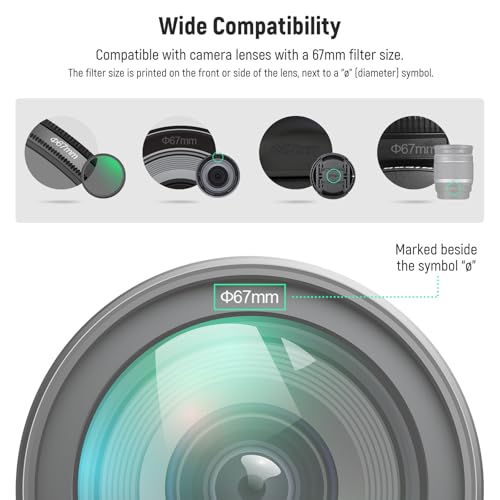 Kit de tapas para lente Neewer de 67 mm (2 unidades), tapa con correa anti-pérdida y paño de limpieza, compatible con lentes de cámaras Canon, Nikon, Sony, Fujifilm y Panasonic de diámetro 67 mm miniatura 2