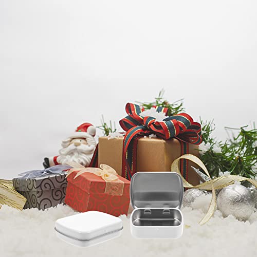 Image of VICASKY 10pcs Rectangular Empty Hinged Tin Metal Small Portable Box Container with Lid Mini Portable Pencil Case Home Organizer for Jewelry Pen Eraser Craft White,2.36X1.85X0.59in