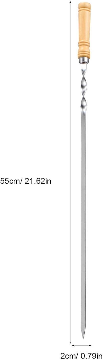 Yardwe 18pcs Stainless Steel Bbq Skewers Wooden Handle Espetos for Grilling Flat Barbecue Utensils for Grill