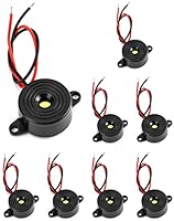 QWORK 8 Stück Elektronischer Summer, 3-24 V Active Buzzer 87 dB, Buzzer Alarm Piezo, Kabellänge 100 mm