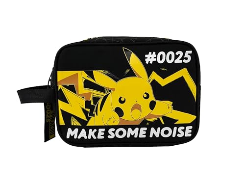 CYPBRANDS- Pokémon- Neceser, Bolsa de Viaje, Bolsa de Aseo, Unisex, Color Negro. Zapatillero, Pikachu, Producto Oficial