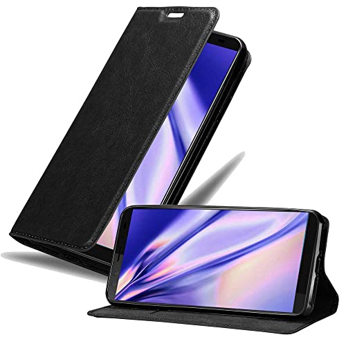 Cadorabo Hülle kompatibel mit HTC U12 Plus aus Premium Kunst Leder Flip Klappbare Stoßfeste Magnetische [Standfunktion] [Kartenfächern] Cover Hülle für HTC U12 Plus Tasche in Schwarz