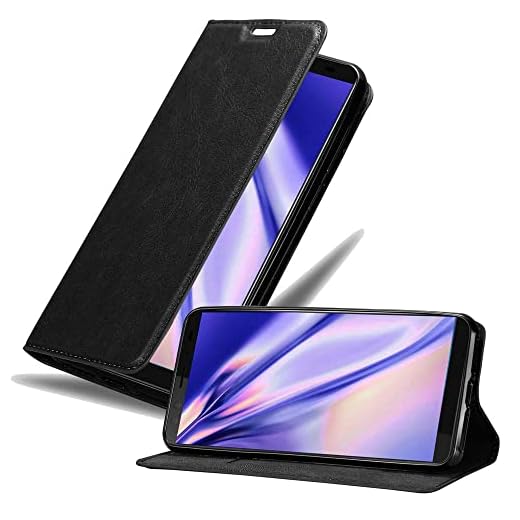 Cadorabo Hülle kompatibel mit HTC U12 Plus aus Premium Kunst Leder Flip Klappbare Stoßfeste Magnetische [Standfunktion] [Kartenfächern] Cover Hülle für HTC U12 Plus Tasche in Schwarz