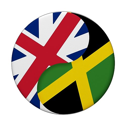 British Jamaican Flag United Kingdom UK England Jamaica Flag PopSockets Swappable PopGrip, Black - Image 3