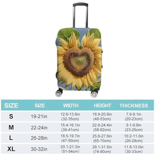 Heart Shaped Sunflower Printed Luggage Cover Protector, Fits 18-32 Inch Luggage2