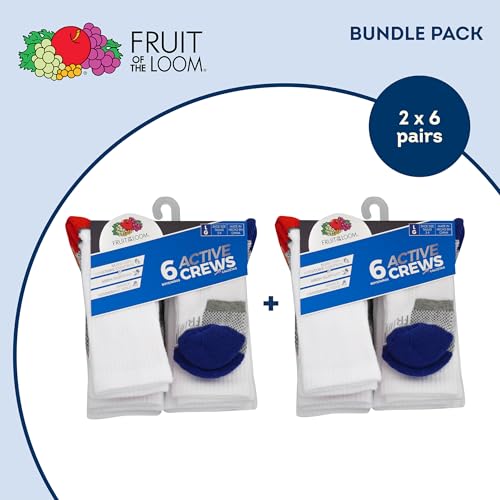 Fruit of the Loom Boys' Everyday Active Crew Socks (12 Pack)3