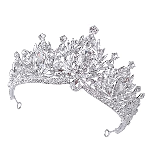 NOLITOY tiara novia women nupcial túnicas decoraciones plateada mujer de chicas coronas para mujer de metal de mujer diamantes de imitación Silver