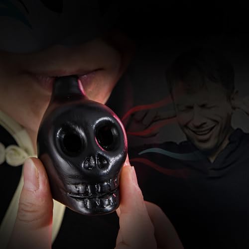 Spooky Aztec Death Skull Scream, Loud Human War Scream, Halloween Creepy Gift High Decibels Sounding Aztec Whistle (White02)
