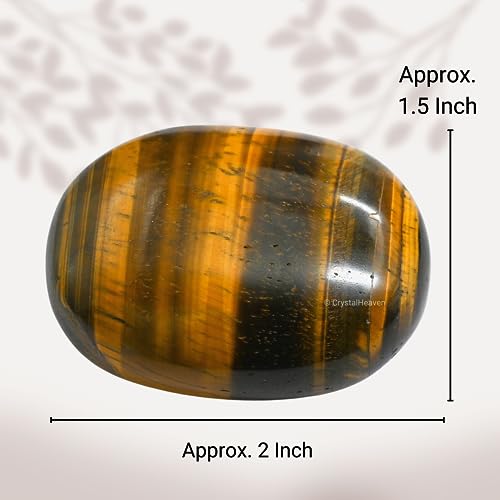 Image of Certified Tiger Eye Agate Palm Pebbles Stones For Anxiety Stress Relief | AAA Grade Original Healing Gemstone Agate Palm Stone For Yoga Meditation Spiritual Reiki Feng Shui