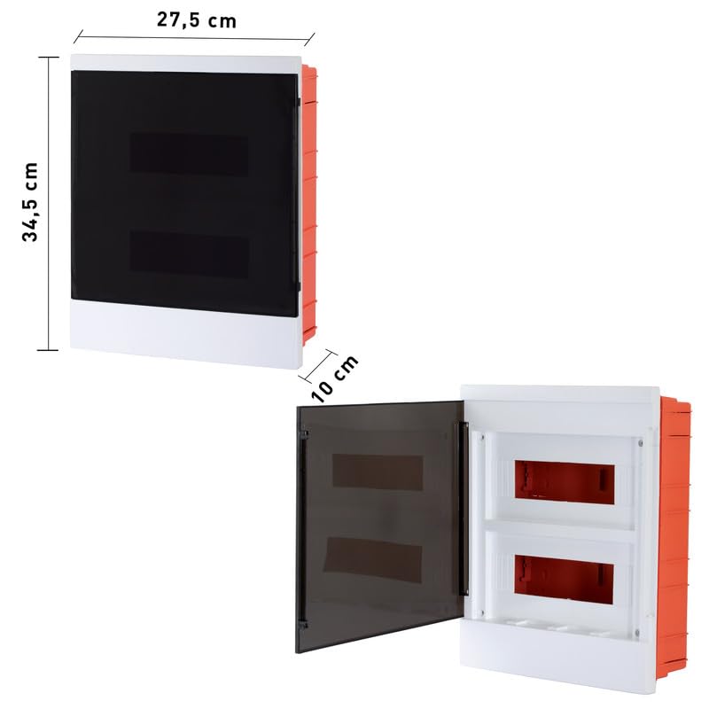 Lion Electric Armoire électrique encastrée 2 rangées | 24 modules - Boîte à fusibles blanche pour interrupteur installation électrique IP40 - Boîte de distribution sans halogène avec rail DIN