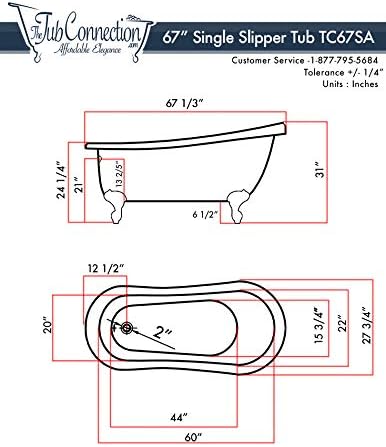 Miniatura 2 de Bañera de acrílico independiente de 67 pulgadas sin agujeros para grifo y pies de bronce aceitado, "Miller"