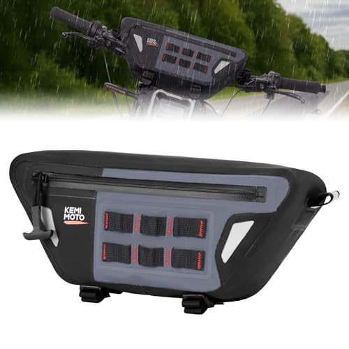 Image of KEMIMOTO Motorcycle Handlebar Bag, Bicycle Front Fork Tool Bag - Fully Waterproof Bag Compatible with Sur-Ron Light Bee X and S X160 X260 Talaria Sting Segway Electric Dirt Bike 2L