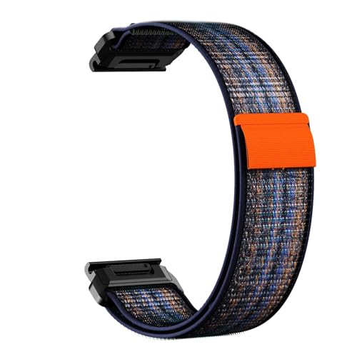 [nCS[] 22 26mm uXbgXgbv Fenix 7X 7Pro Solar 6X 6 Pro 5 5X Plus MARQ EPIX Gen 2 Mk2i Mk2 iC X}[gEHb`ohɑΉ(Blue orange,26mm)