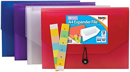 Tiger 13 part A4 expander file with elastic closure - assorted colours x 1 single