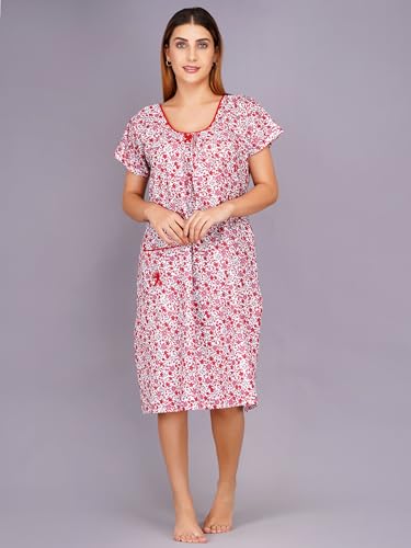 Image of Breezly Women's Pure Cotton Night Dress Nighty for Women Multicolour